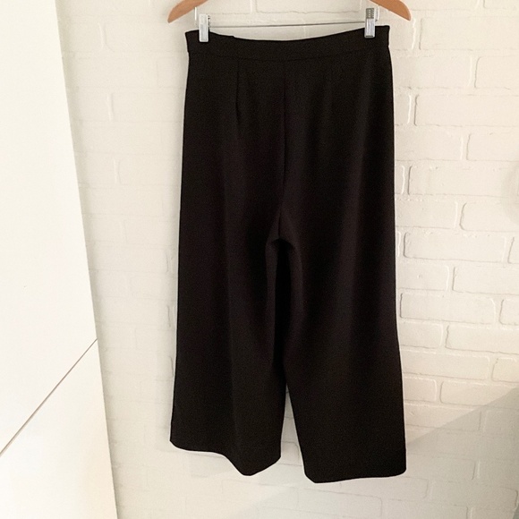H by Halston Dress Pants Crop wide leg Black High rise Gold buttons Military XS - Picture 12 of 12
